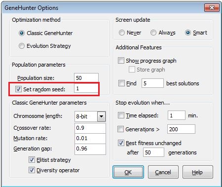 Figure 3 GeneHunter Options Random Seed